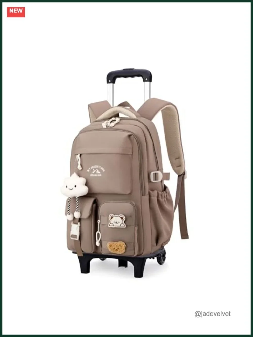 Rolling Backpack for Kids, Water-Resistant Nylon, 2 Wheels, Elementary & Middle